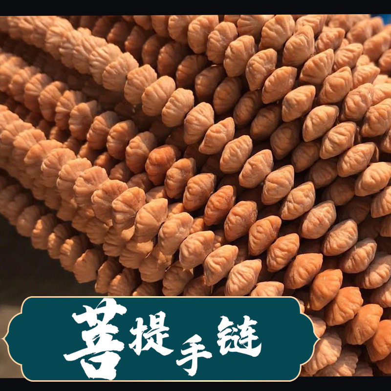 天然金叶莲花菩提手串九华山钱串子金钱菩提子文玩佛珠飞碟216颗
