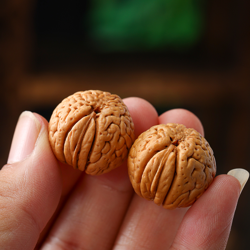 桃核手串原料手链桃木散装苹果圆正圆手捻精品文玩指尖把盘脑纹散