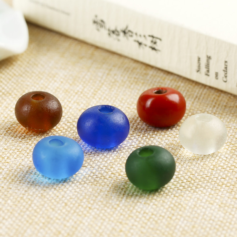 手工彩色老琉璃算盘珠隔珠散珠佛珠手串项链DIY手作材料饰品配饰