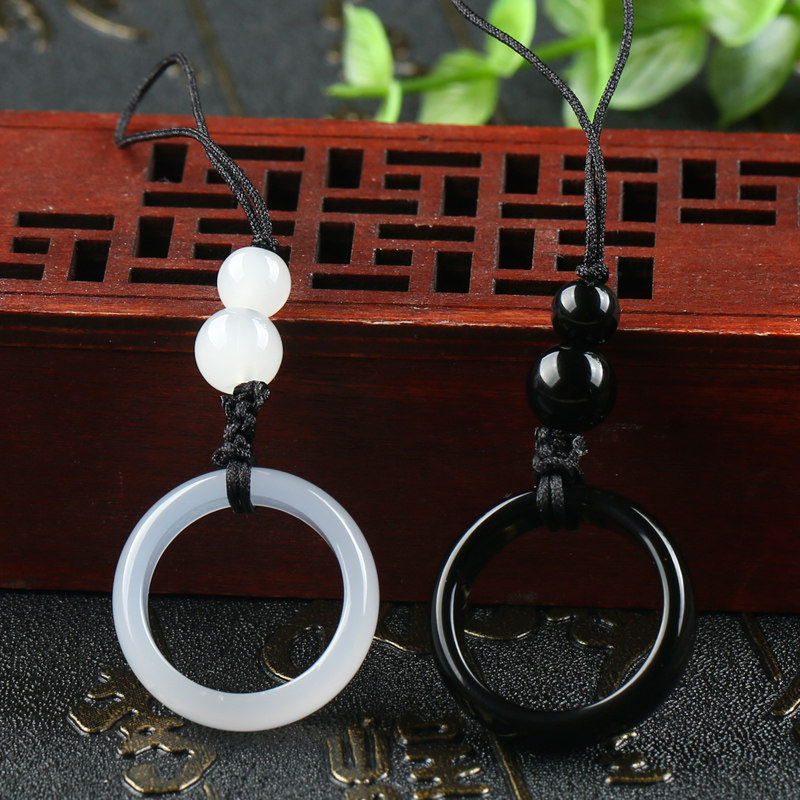 端午节玛瑙戒指防尘塞U盘挂件手机链钥匙扣DIY配件七夕情侣吊坠饰