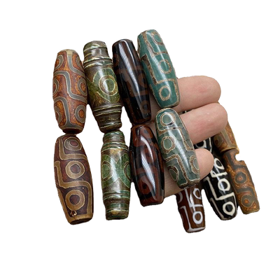 西藏九眼天珠老坑玉髓饰品配件