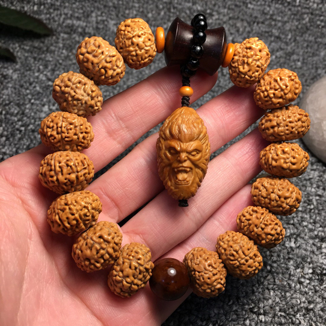 八,九瓣飞蝶金刚菩提佛珠手串菩提子金黄皮高密高油橄榄核配饰男