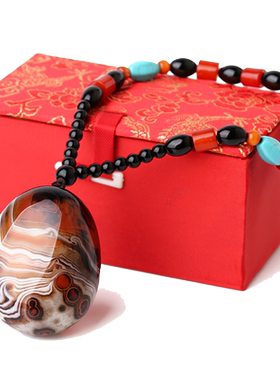 条纹打磨椭圆形中老年缠丝玛瑙