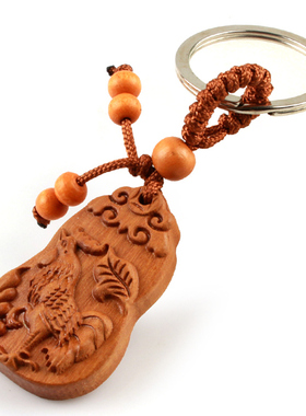 桃木金鸡小鸡挂件吊坠吉祥物