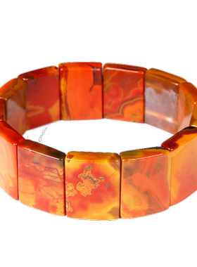 天然宣化战国红手牌片单圈手链