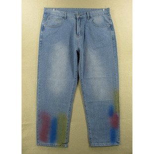 牛仔裤 男36码 老爹裤 肥佬裤 Q106 宽松复古OS外单嘻哈大码 98605