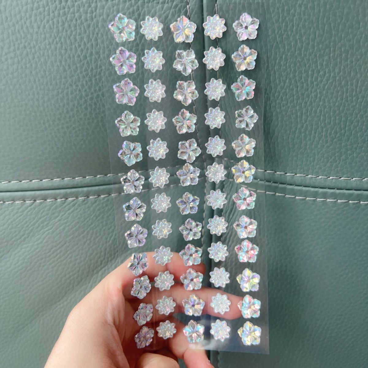 幻彩荷花牡丹闪亮宝石贴纸立体