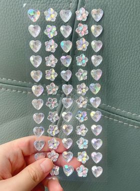 水晶白色爱心牡丹花闪钻石贴纸公主3d女孩玩具立体宝石儿童粘贴画