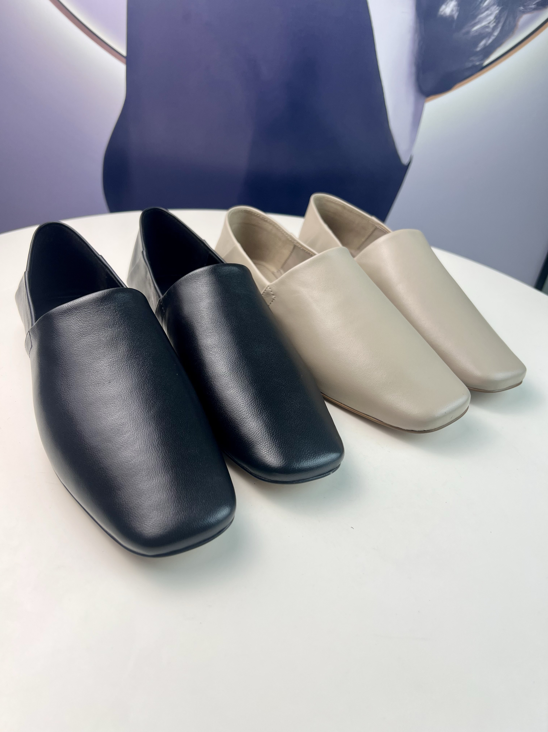 西班牙md女鞋真皮软皮舒适乐福鞋方头平底简约风孕妇工作单鞋