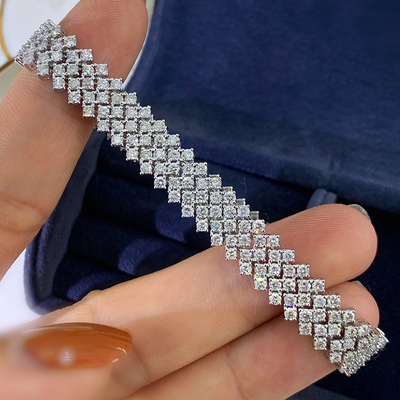 培育钻石宽版满钻手链云申火彩好