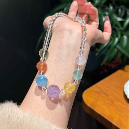 星河漫漫天然多宝水晶项链多巴胺色系串珠手串女时尚百搭清新甜美