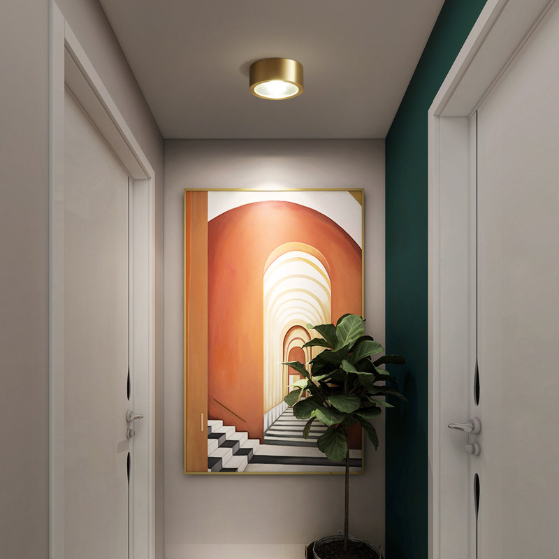 北欧全铜明装筒灯led天花灯家用客厅射灯简约现代玄关过道走廊灯