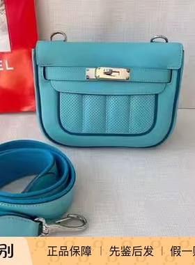 99新爱马仕berline22马卡龙蓝宽肩带单肩斜挎包