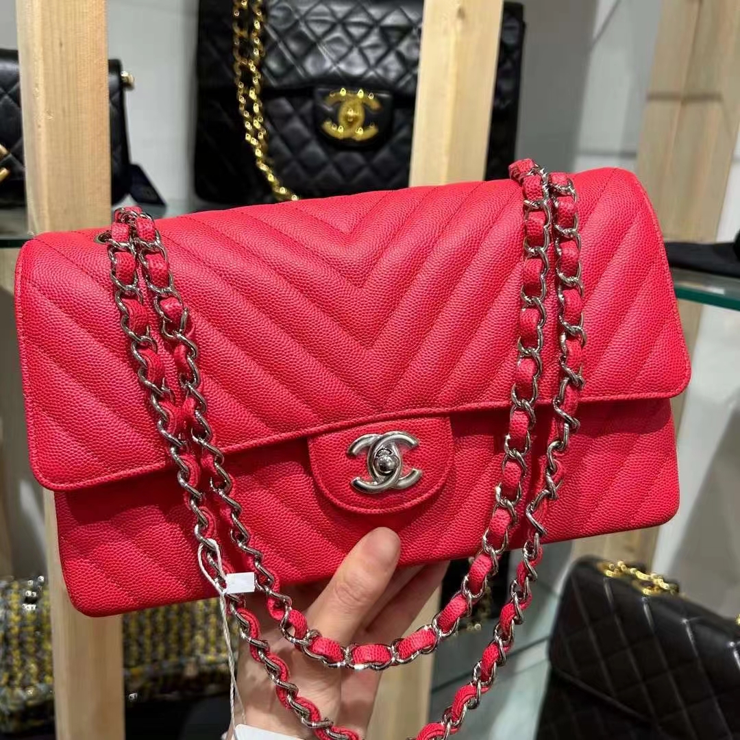 99新香奈儿Chanel cf荔枝皮斜纹中号单肩斜挎包女包