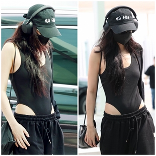 金珍妮同款黑色连体吊带背心女2025年夏季新款修身无袖辣妹上衣女
