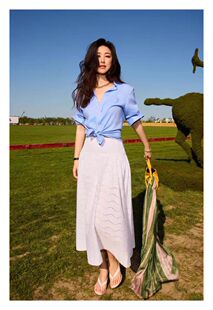 朱珠同款2026夏季新款法式甜美高腰显瘦温柔风半身裙女衬衫套装