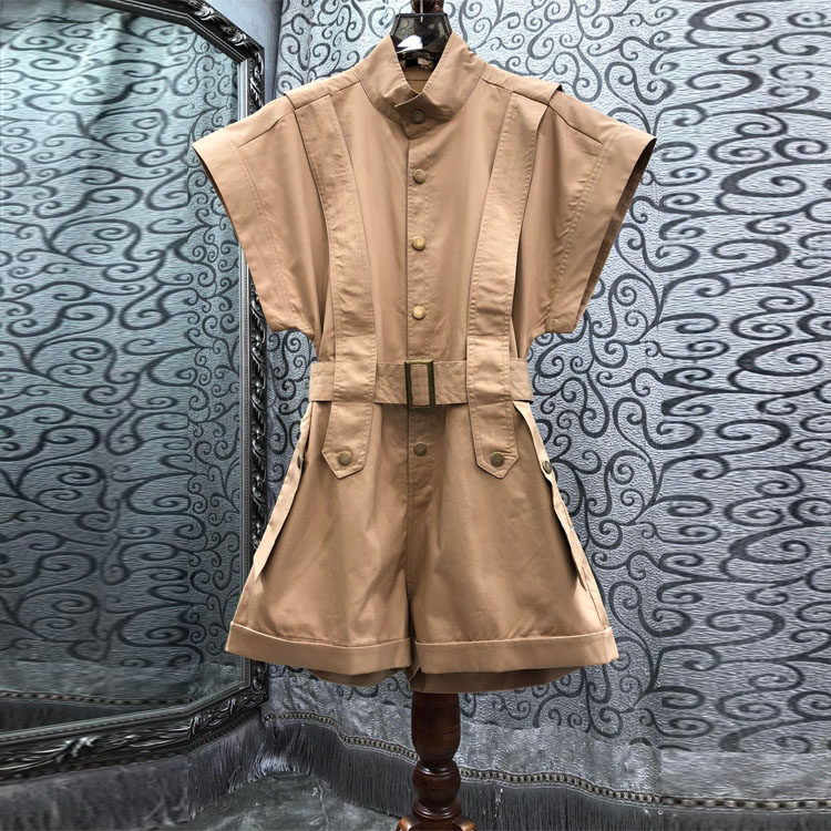 初溯家2026新款欧货通勤工装风高腰连体裤女短袖收腰显瘦连体短裤,女装/女士精品,连体衣/裤,淘宝优惠券,粉丝福利购,淘宝优惠卷