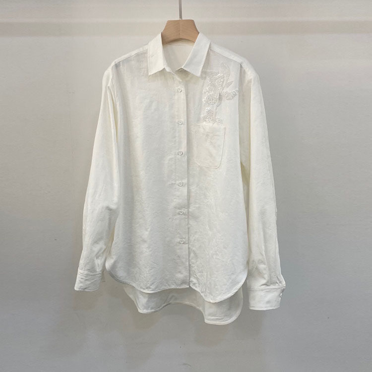 初溯家2026早春新款欧货刺绣钉珠简约衬衫女长袖翻领通勤穿搭上衣,女装/女士精品,衬衫,淘宝优惠券,粉丝福利购,淘宝优惠卷