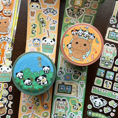 猫牌盐汽水【四叶草】【烘焙派对】模切贴纸卷可爱韩系手帐胶带