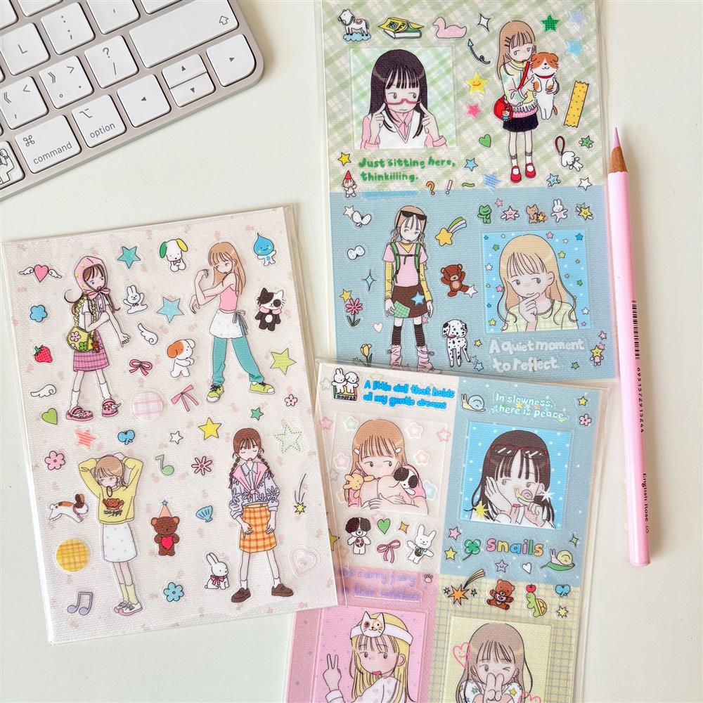 vol.4 李星星原创插画可爱少女装饰贴纸 咕卡手帐素材手帐贴纸