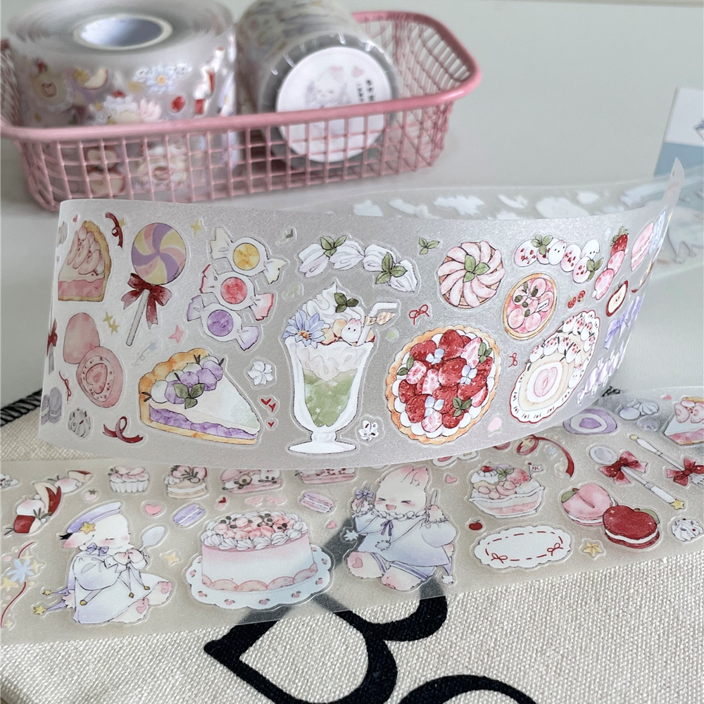 分装【甜梨集】弹兔咩甜品夏日祭好多果果盐系可爱贴纸卷手帐拼贴