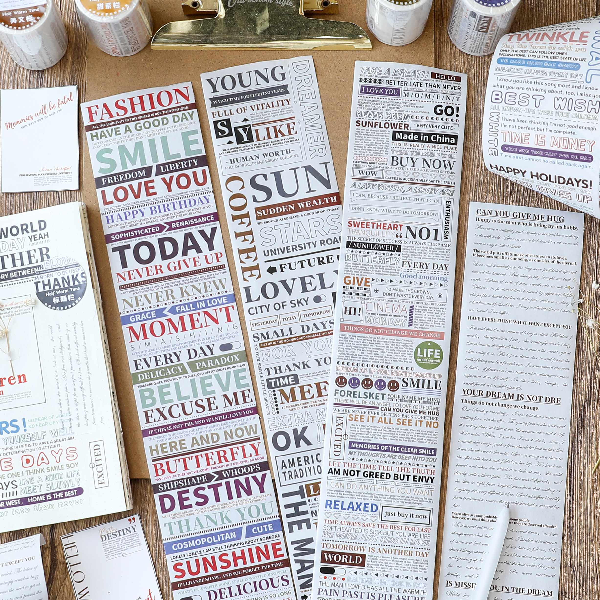 半暖时光和纸手帐网红复古小清新可爱英文杂志文字字素手账胶带