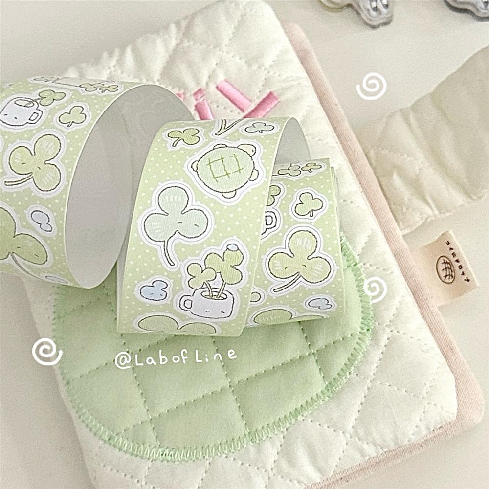 线条研究室 三叶草 新品切模书写纸贴纸卷古早胶带拼贴手帐装饰