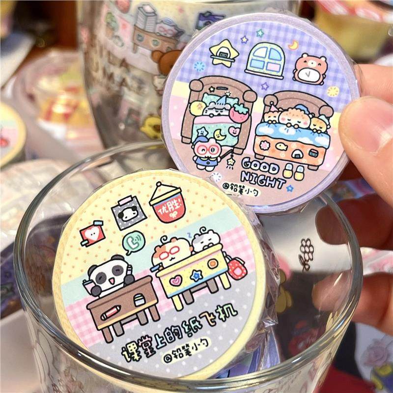 铅笔小勺小课堂晚安和纸胶带贴纸卷手帐可爱校园宅家场景胶带贴纸,文具电教/文化用品/商务用品,和纸胶带,淘宝优惠券,粉丝福利购,淘宝优惠卷