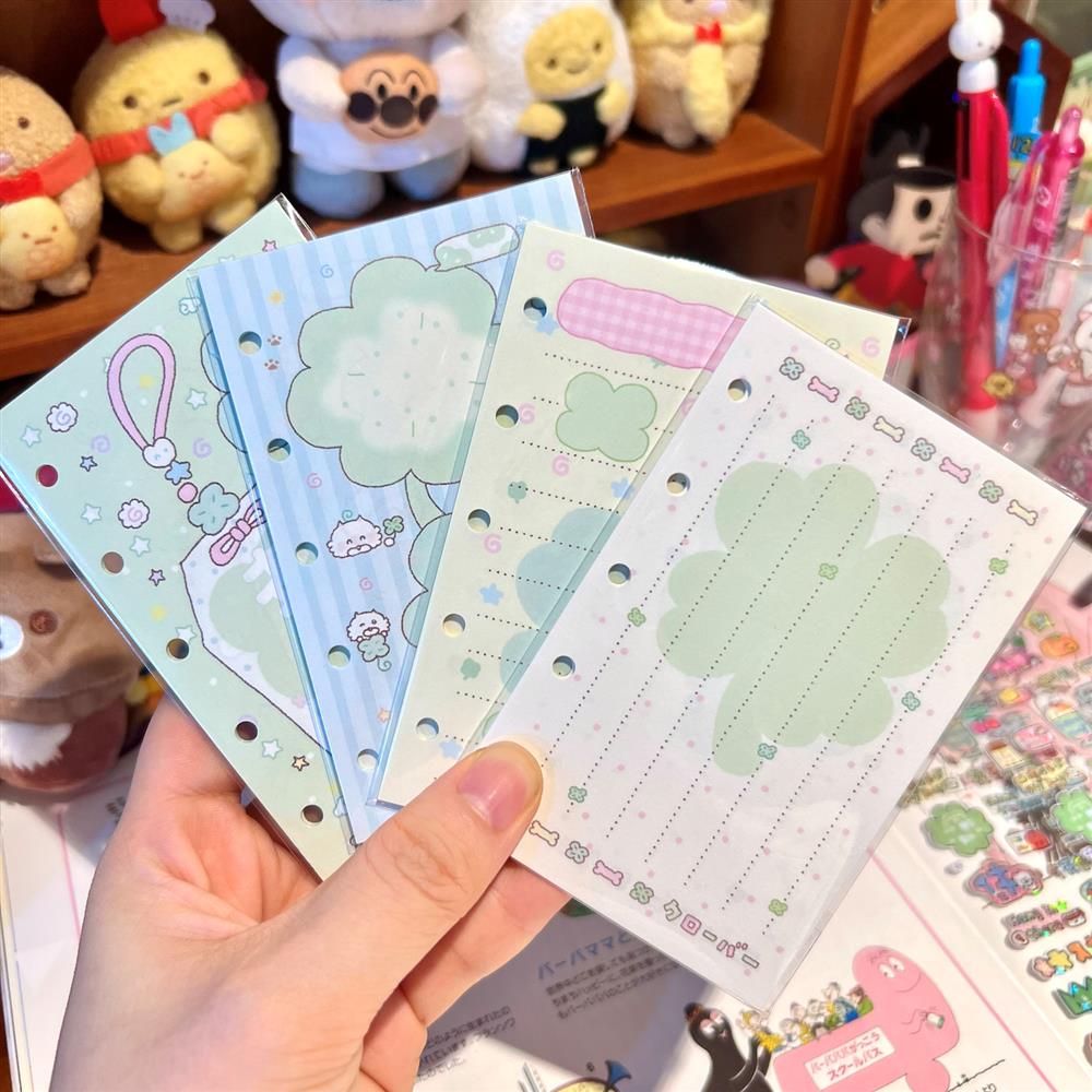铅笔小勺m5活页内页替芯a7a8四叶草幸运草日记可爱手帐三折页打孔