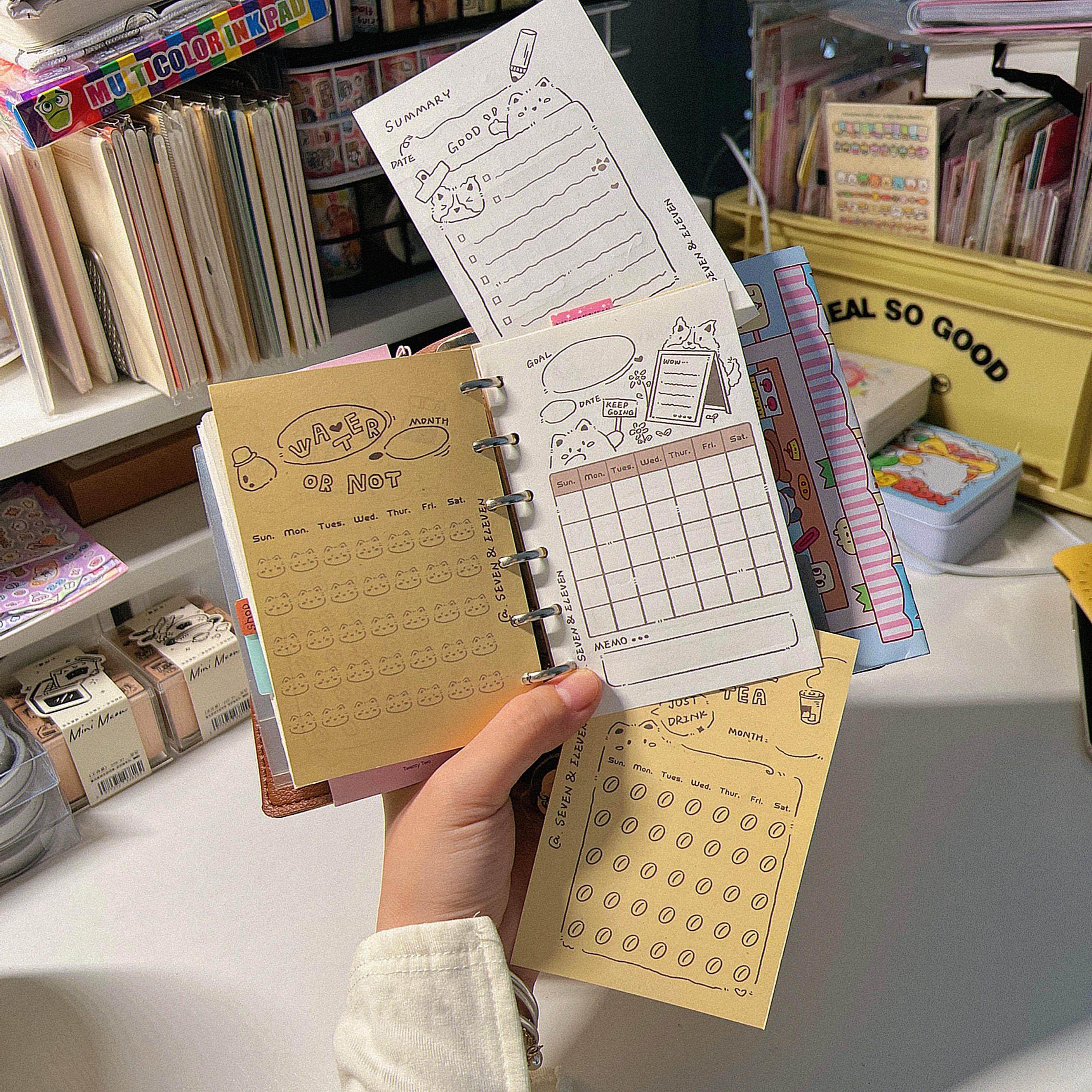 【M5&A7】白灼桃桃711  m5/a7活页手帐内页通用打卡正反印刷120g