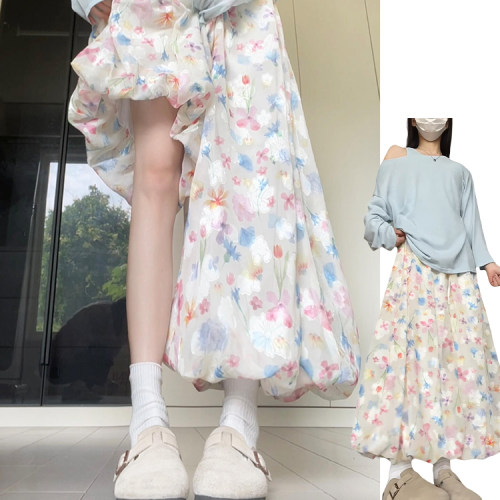 森系小清新彩色碎花花苞裙裤女夏季2026新款松弛感显瘦宽松灯笼裤