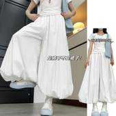 冰丝奶芙高腰九分灯笼裤 韩版 女夏季 2025新款 时尚 休闲显瘦花苞裙裤