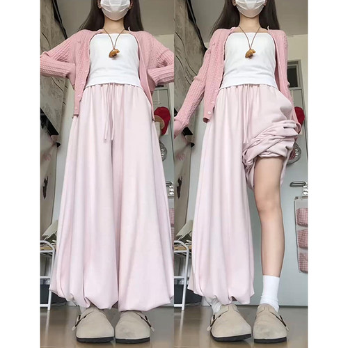 粉色甜美感蓬蓬花苞裙裤女秋冬2026新款软糯舒适百搭韩系糯米裙裤