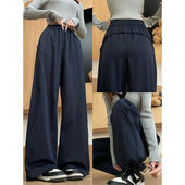 复古慵懒设计感拼接工装 冰丝速干显瘦束脚运动裤 裤 女春秋2026新款