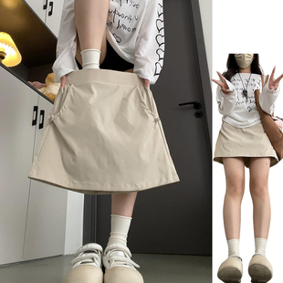 2025新款 裙裤 韩版 防走光蚂蚁腰工装 时尚 卡其色休闲半身短裙女夏季