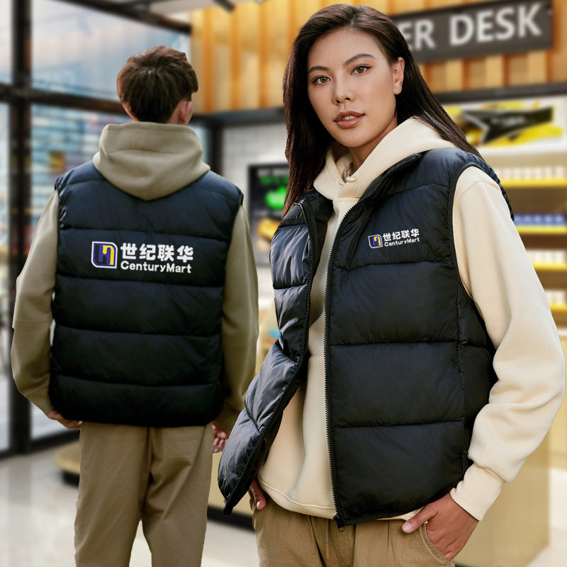 秋冬季羽绒棉马甲工作服定制印logo公司广告宣传活动加厚背心坎肩