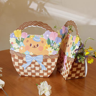 ins风小熊包装 圣诞节手提盒烘焙曲奇饼干糖果蜂蜜雪花酥蛋黄酥盒