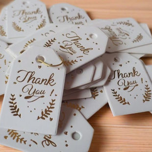 YOU感谢吊牌 DIY饰品小标签书签礼品卡片 烫金THANK 100枚入