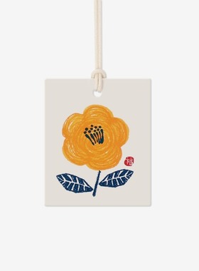 50张文艺黄色花朵diy装饰吊牌礼品包装赠礼包装盒饼干袋蛋糕卡片