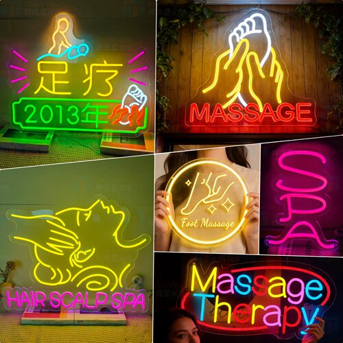 按摩足疗发光字灯牌霓虹灯广告牌