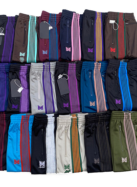 needles track蝴蝶裤男刺绣休闲直筒裤潮牌百搭运动裤垂感阔腿裤