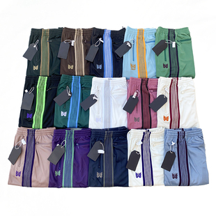 needles track蝴蝶裤男刺绣休闲直筒裤子牌百搭运动裤垂感阔腿裤