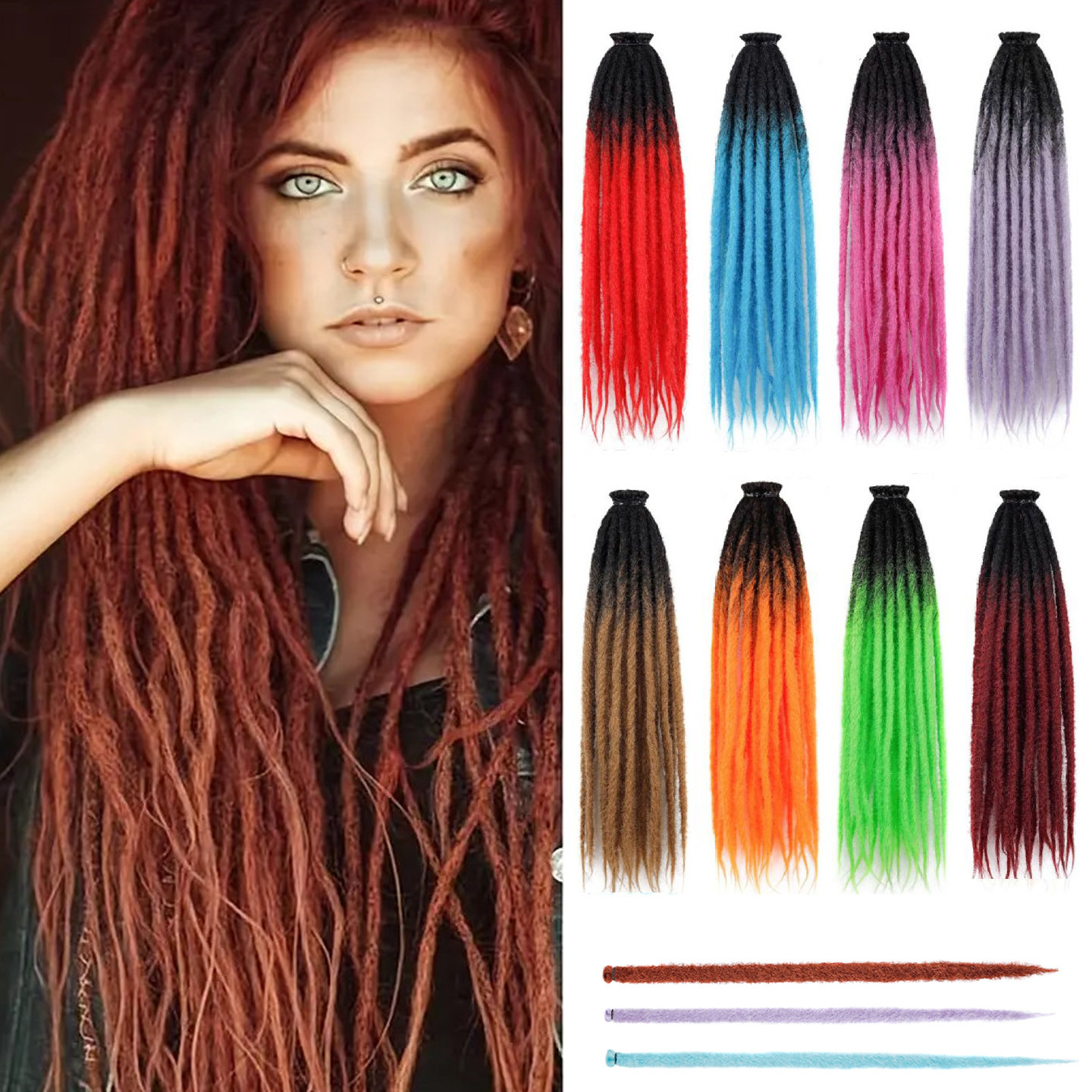 非洲假发女嘻哈街舞毛毡脏辫接发条长直发假发钩针发Crochet hair