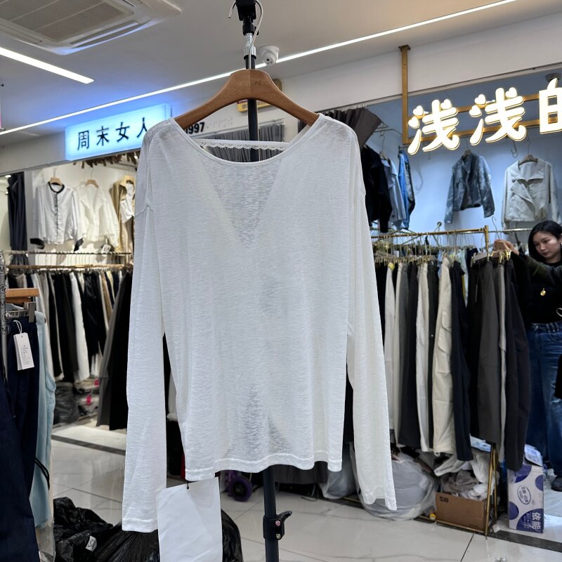 2026年夏季新款露背打结设计感显瘦防晒白色长袖T恤衫上衣女ins潮