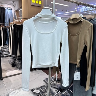 熙833 挂脖设计感纯欲风加绒T恤衫 5正品 韩版 上衣女 冬新款 YUANXI元