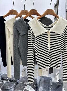 NICE奈斯8578正版冬季新款韩版减龄娃娃领超好看细羊毛针织衫女装