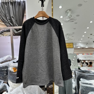 冬季 上衣女装 韩版 T恤衫 显瘦百度加绒加厚撞色插肩袖 YZOY53292正版