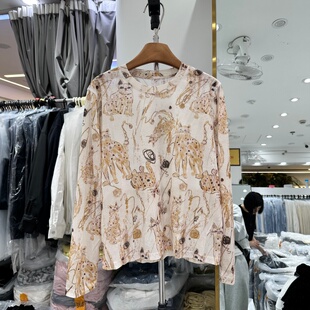 新款 上衣女装 韩版 T恤打底衫 圆领宽松显瘦百搭印花长袖 2026年春季