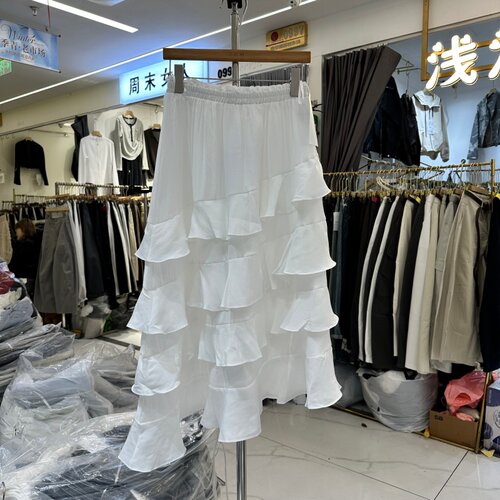 GEZI格子53037层层荷叶边半身裙