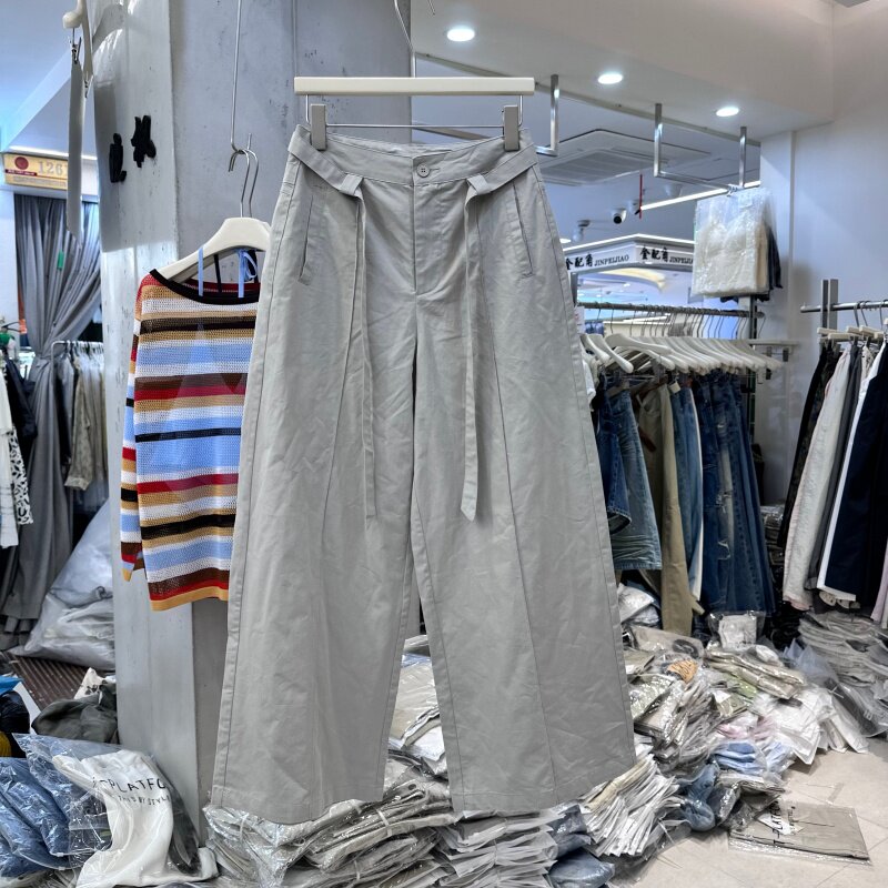 WUZHINVHAI物质女孩86172正版夏季新款同系腰带休闲裤女阔腿裤潮